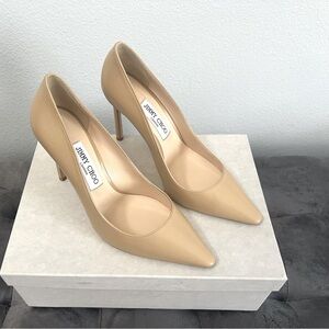 BRAND NEW, NEVER WORN JIMMY CHOO ROMY 100 leather pumps in Nude - GREAT DEAL!!!!